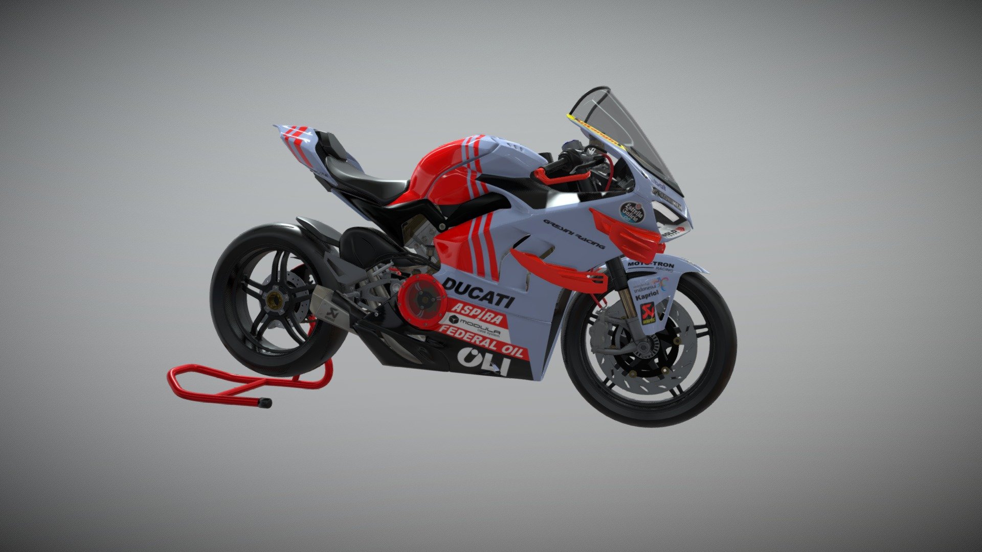 Ducati Panigale V4 Superleggera version with Gresini Racing Liveries. Ready for game or animation 3d model