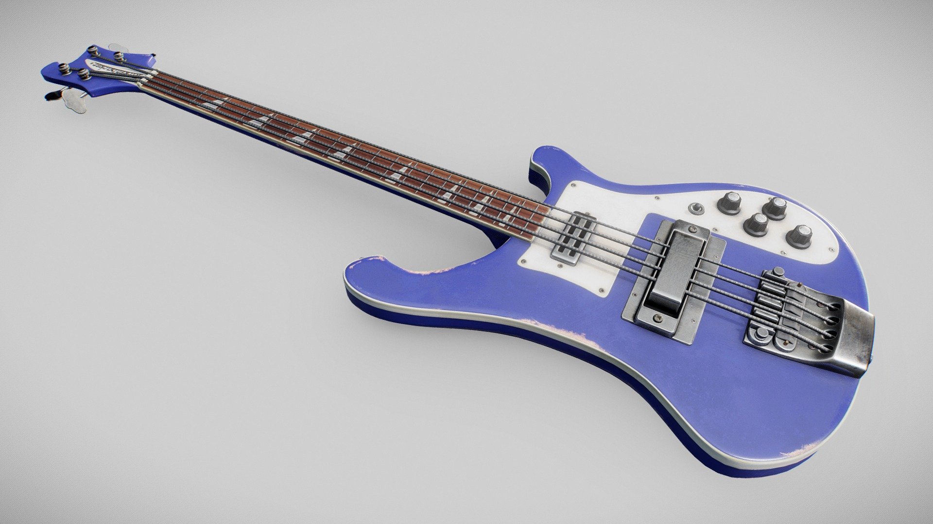 Important: A free download release of this model is available for non-commercial purposes here: https://skfb.ly/HYEN

The iconic Rickenbacker 4001 bass guitar, manufactured during the 60s and 70s, and eventually replaced with the 4003 model.

This release includes minor tweaks to the textures (better damage, slight recolor to look best in ACES) and all texture bakes and outputs. See below for more details.

The &ldquo;additional file