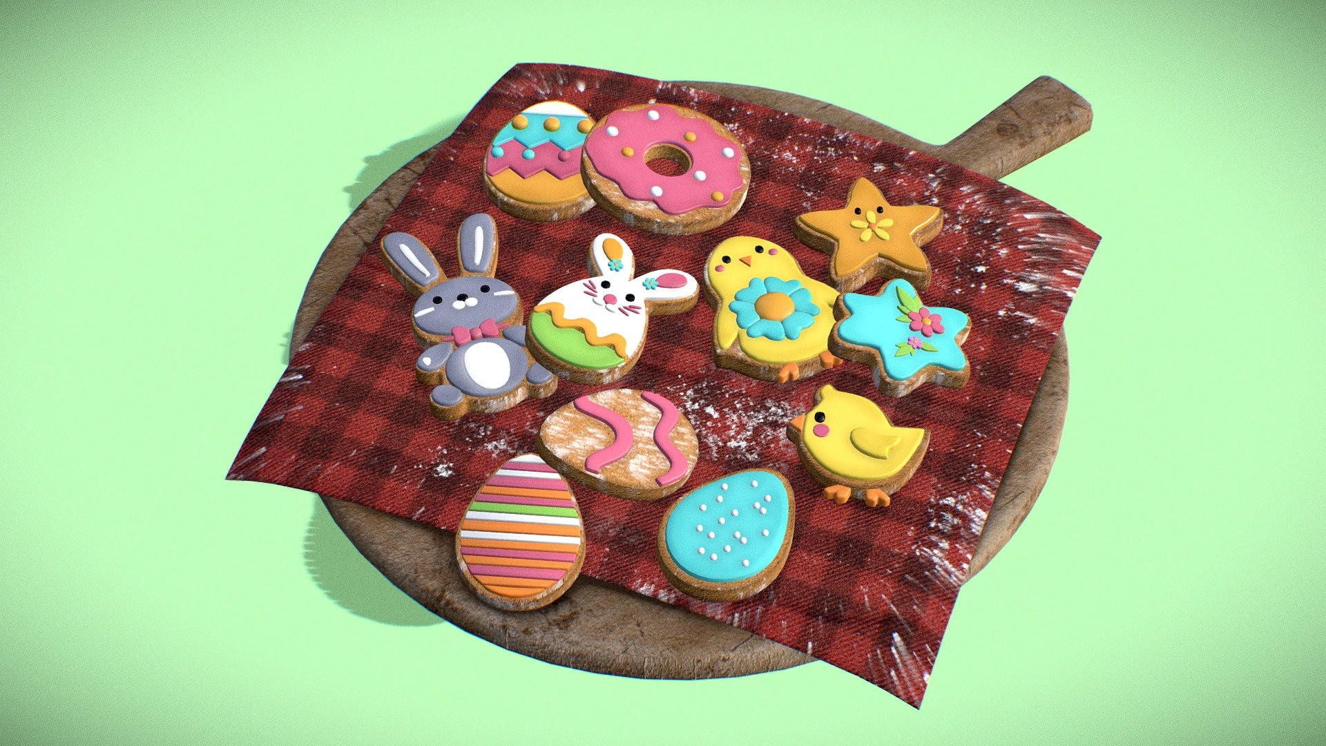 "Easter" Cookies - Buy Royalty Free 3D model by arloopa 3d model