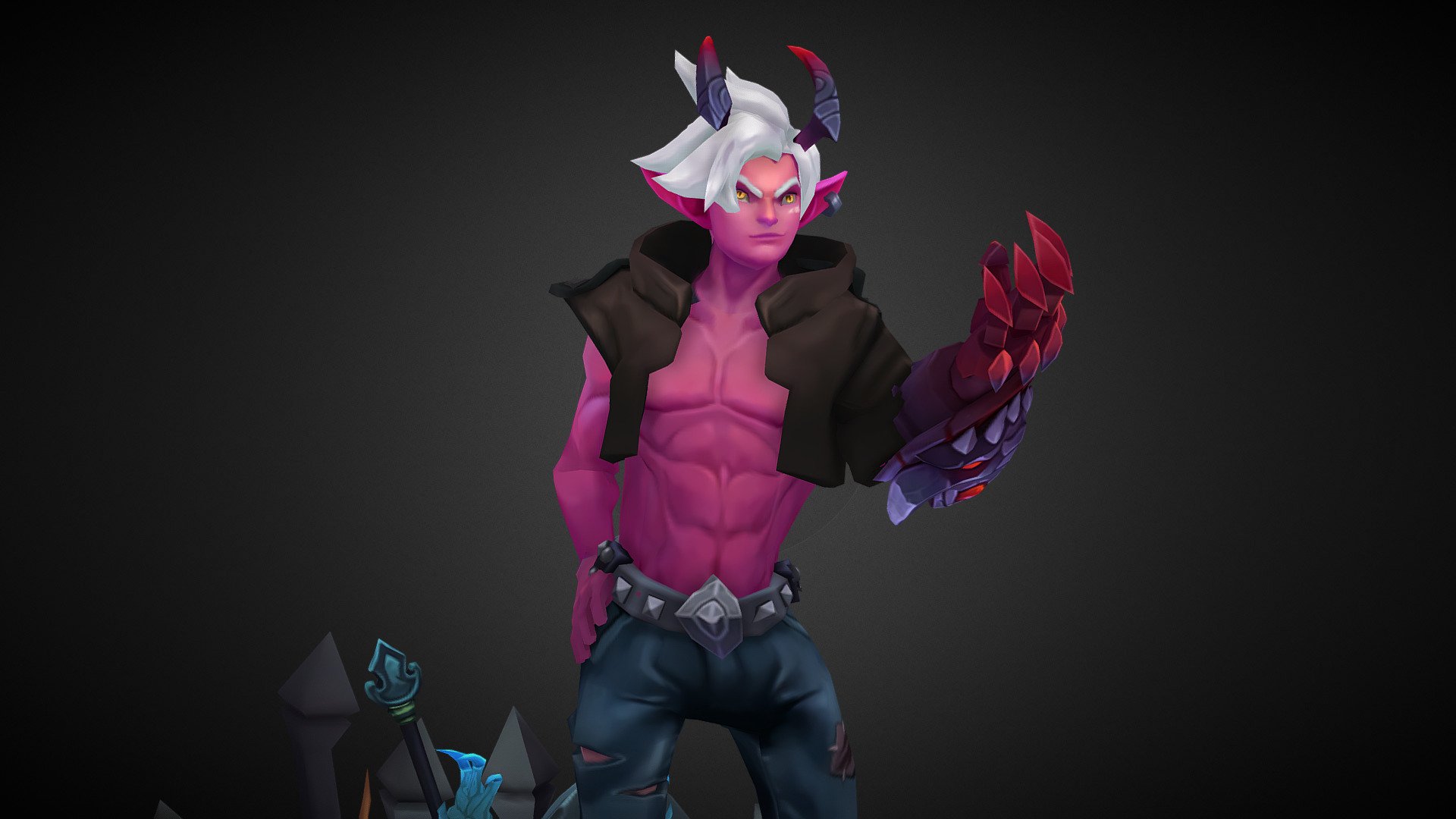 Joining in on Skintober 2020, not with drawings, but models to possible future custom skins! I’m following the prompt list by RaiPhantom and KateyAnthoney

Done with Maya 2018 and Photoshop. The Podium was done with the help of Damonix.

Parts used: Battle Boss Yasuo, Arcade Ezreal, Demon Vi, Renegade Talon © Riot Games

Support me on Ko-Fi if you want :) https://ko-fi.com/yoruqueenofnight - Skintober 2020 Day 6: Demon Ezreal - 3D model by Yoru Skins (@YoruSkins) 3d model