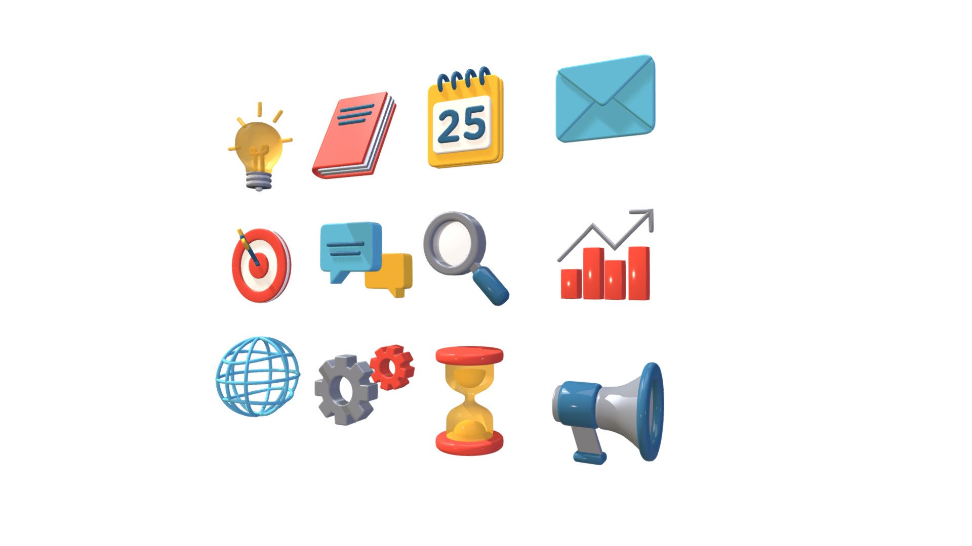 check out my 3d model icons base on the 2d vector icons 3d model into 3d assets. dont forget to check out the asset pack and make to download this pack. hope you like it.

Here's the sample of the applied assets
 - Bussiness Icon Set - Buy Royalty Free 3D model by Ino Esteves (@imesteves) 3d model