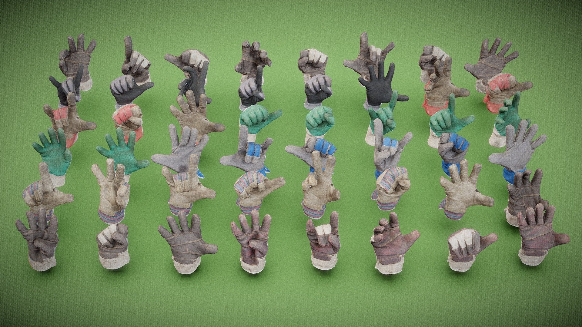 3D scanned Workwear and Garden Gloves





Standard &amp; Various Poses




Low Poly OBJ




All Quads Topology




4k Texture &amp; normal Maps




Clean UV Layout





Enjoy!
 - 48 Garden Gloves Collection - Buy Royalty Free 3D model by Polygonal Miniatures (@Polygonal_Miniatures) 3d model