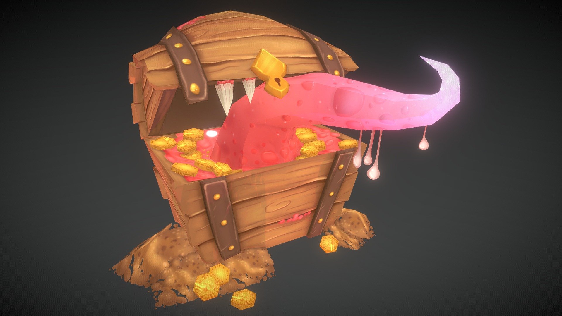Mouahaha ! Hungry treasure chest !
(made for fun, and to exercise me) - Treasure chest - 3D model by Emeryl (@elo-doudoune) 3d model