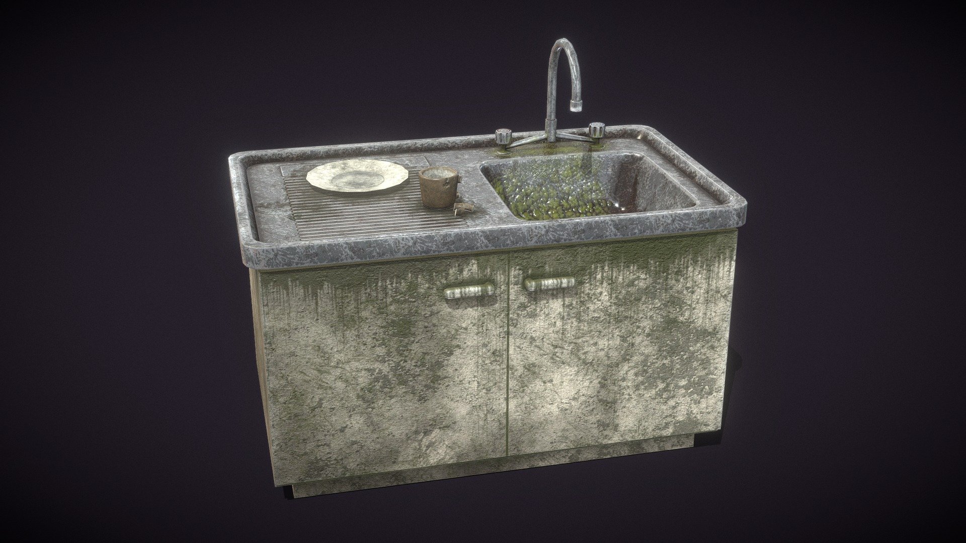 ➥ Dirty Kitchen sink for any  project with only 2,868 Triangles.

➥ 4 Materials (Furniture, Sink, Props And Faucet) With Base color, Metallic, Normal and Roughness. (2048x2048 Every Texture)

➥ Some parts of the Sink are separated, you can see an example here:

Preview Image

➥ Additional .zip that includes:




Blender Editable File

Textures

FBX

Thank you message :)
 - Dirty Kitchen Sink - Buy Royalty Free 3D model by Agustín Hönnun (@Agustin_Honnun) 3d model