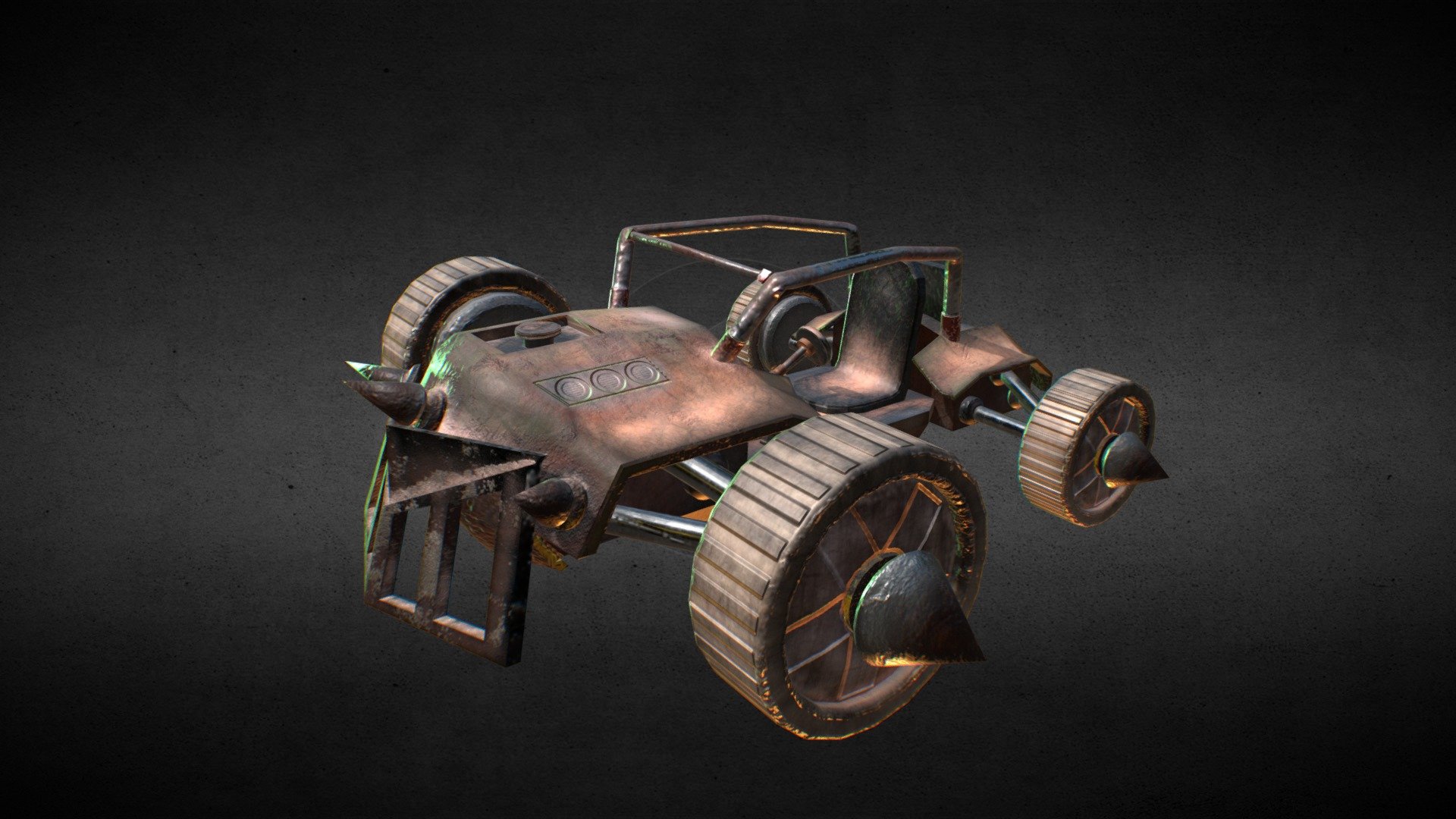 A mad max/Fallout car made to go along with my coursework, the theme of which being post apocalyptic style armour, weapons and vehicles 3d model