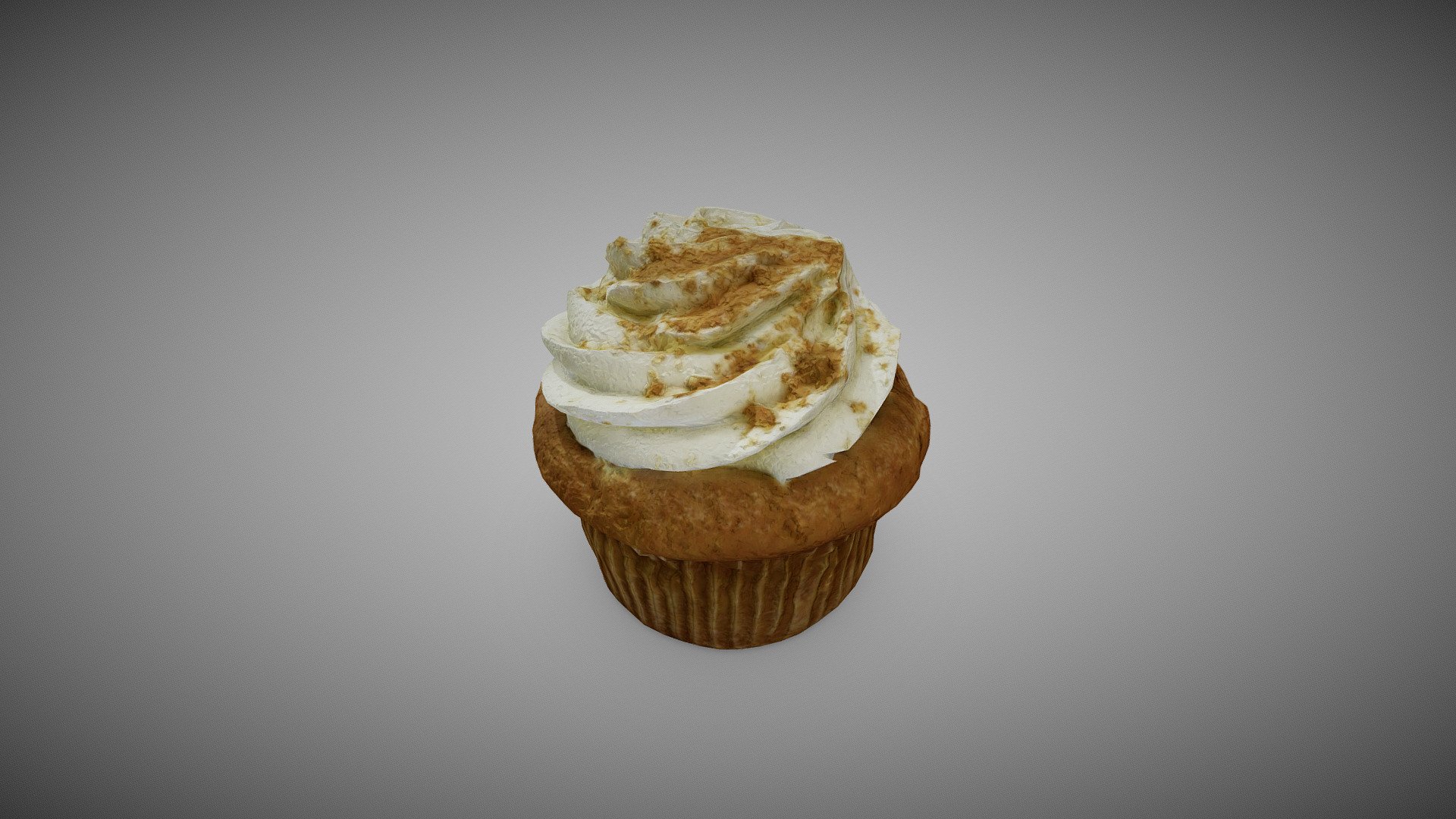 A cream cheese frosted cupcake with cinimon sprinkled ontop 3d model