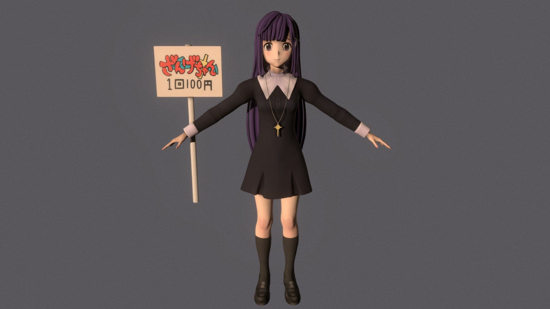 T-pose rigged model of anime girl Zange (Kannagi).

Body and clothings are rigged and skinned by 3ds Max CAT system.

Eye direction and facial animation controlled by Morpher modifier / Shape Keys / Blendshape.

This product include .FBX (ver. 7200) and .MAX (ver. 2010) files.

3ds Max version is turbosmoothed to give a high quality render (as you can see here).

Original main body mesh have ~7.000 polys.

This 3D model may need some tweaking to adapt the rig system to games engine and other platforms.

I support convert model to various file formats (the rig data will be lost in this process): 3DS; AI; ASE; DAE; DWF; DWG; DXF; FLT; HTR; IGS; M3G; MQO; OBJ; SAT; STL; W3D; WRL; X.

You can buy all of my models in one pack to save cost: https://sketchfab.com/3d-models/all-of-my-anime-girls-c5a56156994e4193b9e8fa21a3b8360b

And I can make commission models.

If you have any questions, please leave a comment or contact me via my email 3d.eden.project@gmail.com 3d model