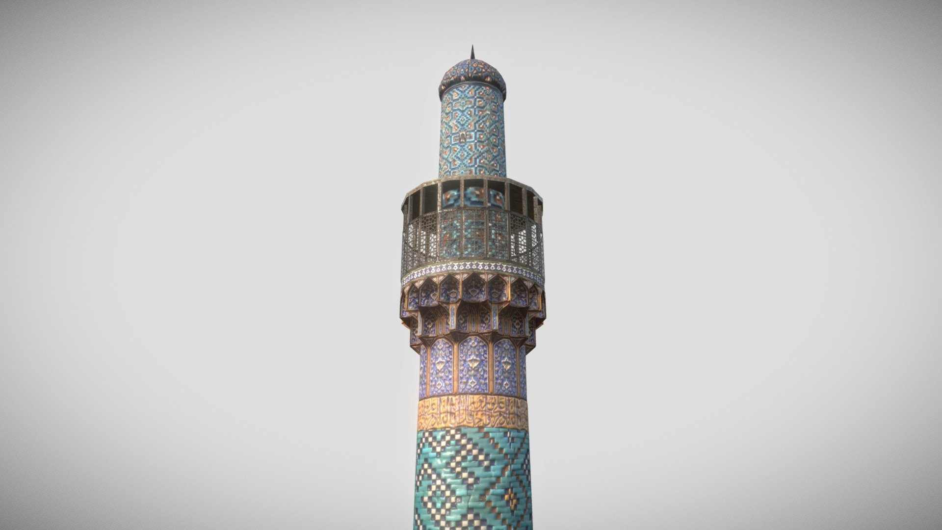 Low Poly Minaret 3D Model availabel for VR/AR projects (Persian: گل‌دسته‎ goldasteh, Azerbaijani: minarə, Turkish: minare,from Arabic: منارة‎ manarah) is a type of tower typically built into or adjacent to mosques. Minarets serve multiple purposes. While they provide a visual focal point, they are generally used for the Muslim call to prayer (adhan). The basic form of a minaret includes a base, shaft, a cap and head.They are generally a tall spire with a conical or onion-shaped crown 3d model