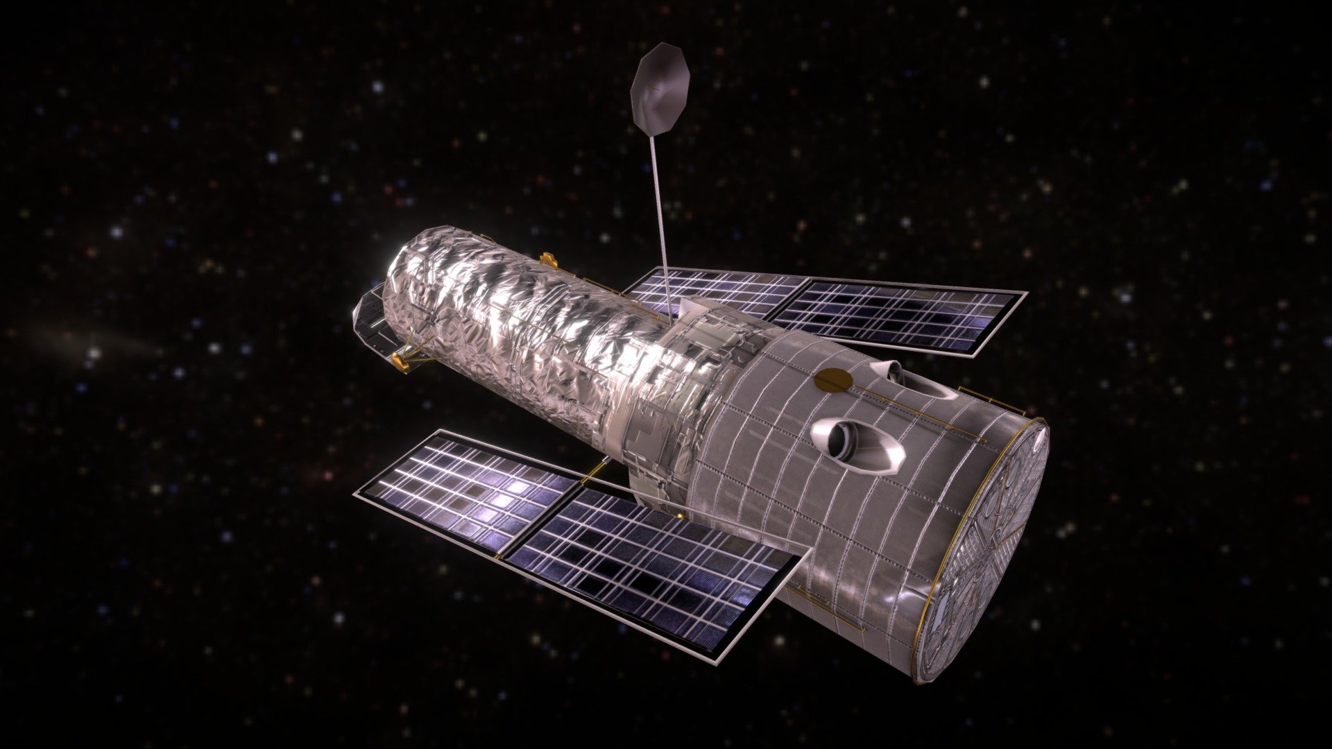 low poly model for mobile VR game - Hubble Space Telescope - 3D model by maimo 3d model