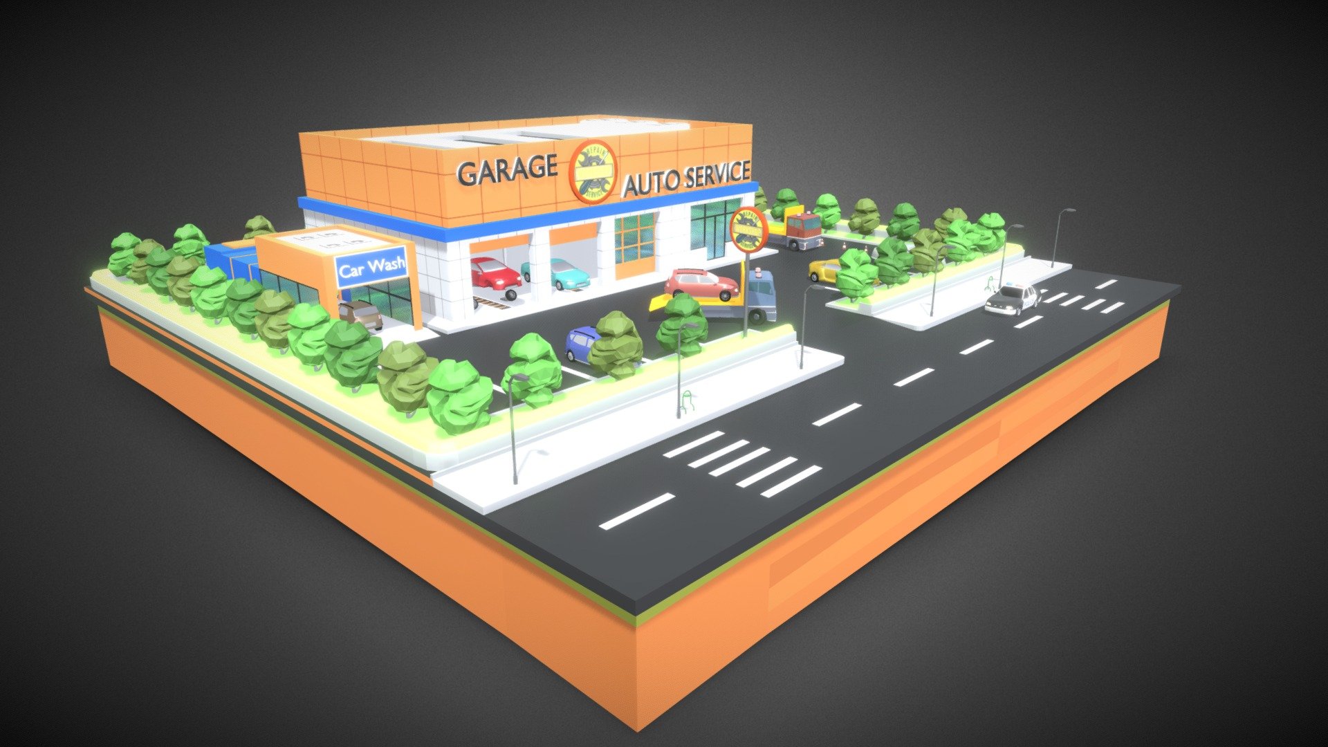 Low poly Auto service and car wash building with car and truck
 I'm selling this model( but my country banned paypal(LOL!) So I can't put this product on sketchfab for sale :(

My cgtrader link
https://bit.ly/3e2pCci - Low poly Auto Service - 3D model by Eymen Güler (@eymenguler) 3d model