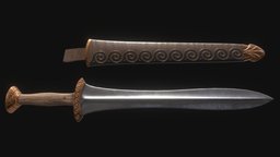 Ancient Greek Xiphos (Sword) greek, ancient, warrior, athens, sparta, hoplite, free3dmodel, free-download, bladed-weapon, substancepainter, blender3d, sword, war, blade, noai