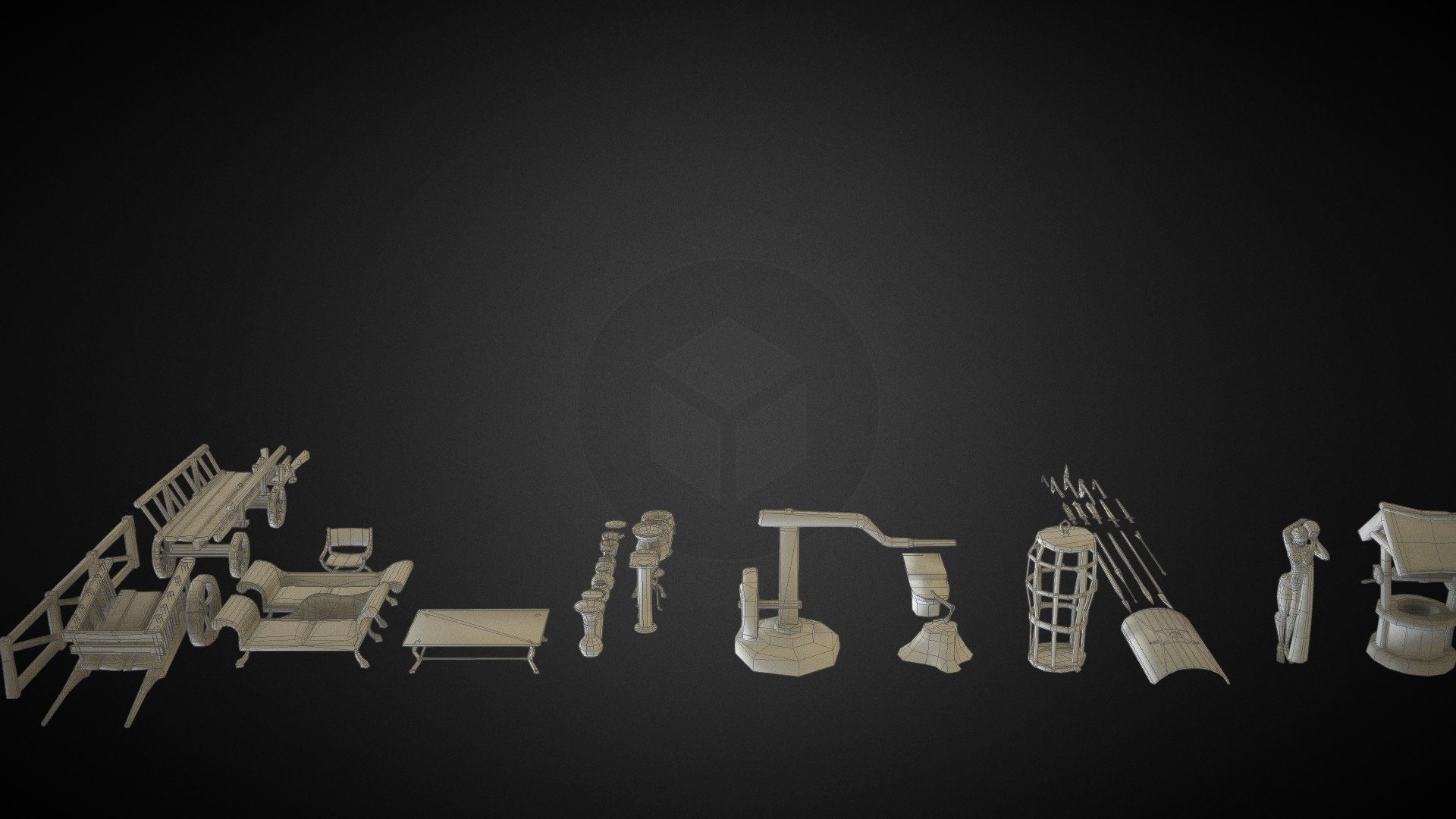 This is the collection of props made for the Roman Villa Scene
There are around 100 props, big and small 3d model