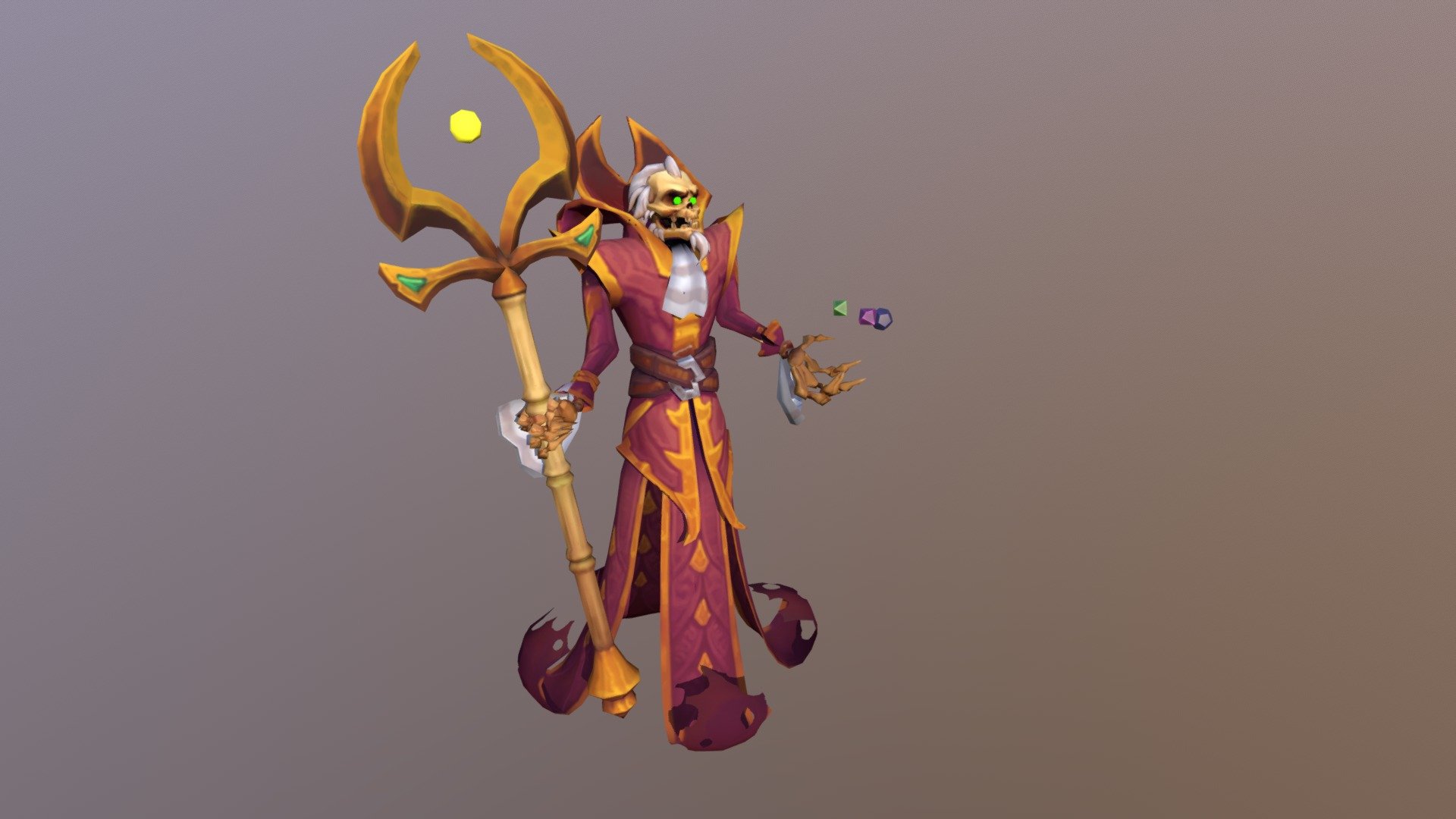 Sculpted and modeled this Skeleton Necromancer for the game Fort Triumph, I really enjoyed this one :) - Skeleton Necromancer - 3D model by tomerabadi 3d model