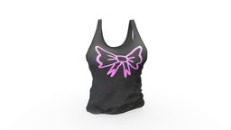Female Tank Top Vest bed, vest, sleep, fashion, girls, top, clothes, night, gray, tank, casual, womens, relax, wear, pbr, low, poly, female, house, home, black