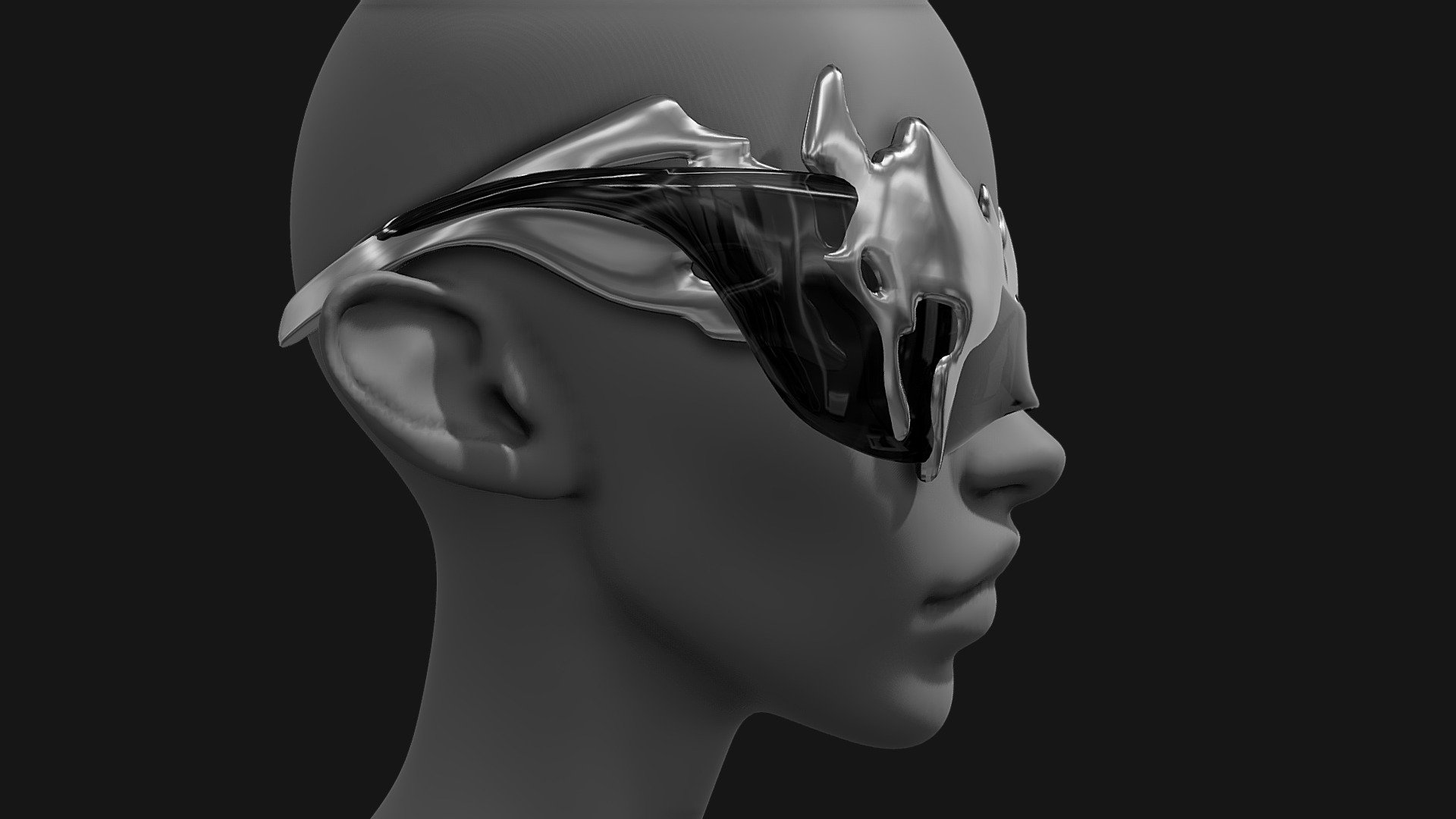 Wrap around sunglasses / oversize melting chrome - Buy Royalty Free 3D model by 4145K4N 3d model