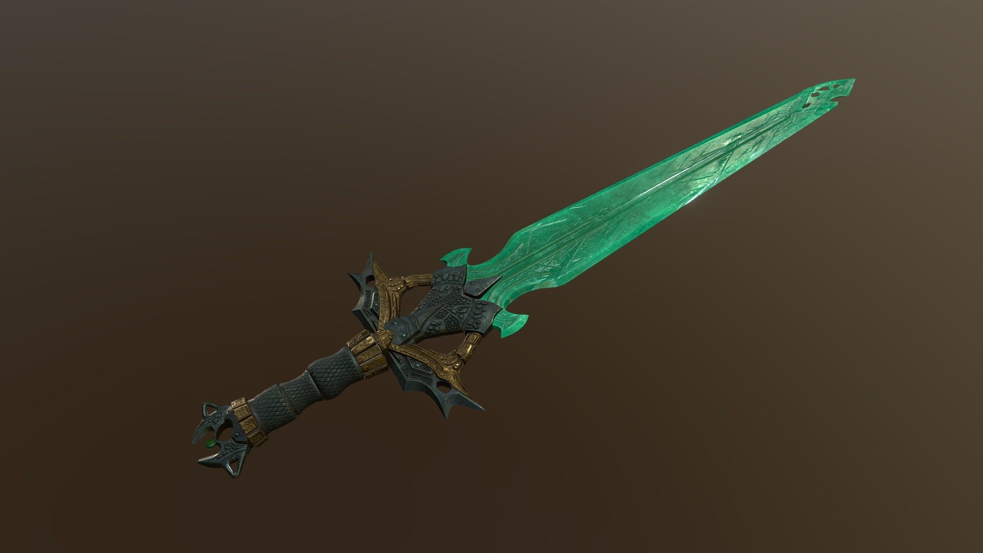 This is a sword from my addon for Skyrim, which I want to do in the future. It is made of famous game materials, and has a mature style, so it's enough lore.
  In short, this is the sword of the ancient dovahkiin, given to him for the victory over the formidable green dragon 3d model