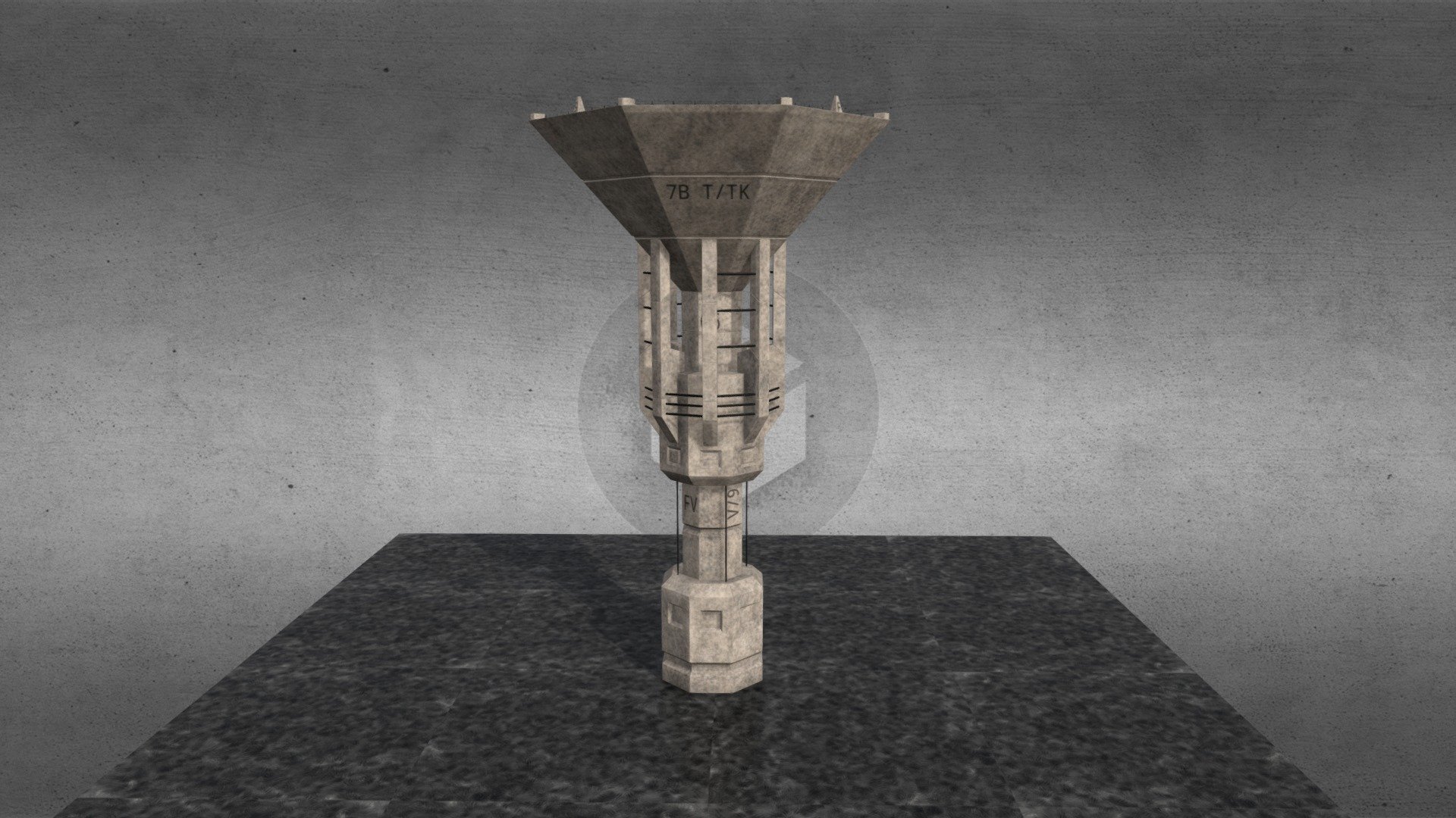 Former water tower converted into a Military-style Comms Tower.
Add some menace to your scene with this imposing concrete beast! - Comms Tower - Buy Royalty Free 3D model by Military Assets (@militaryassets) 3d model