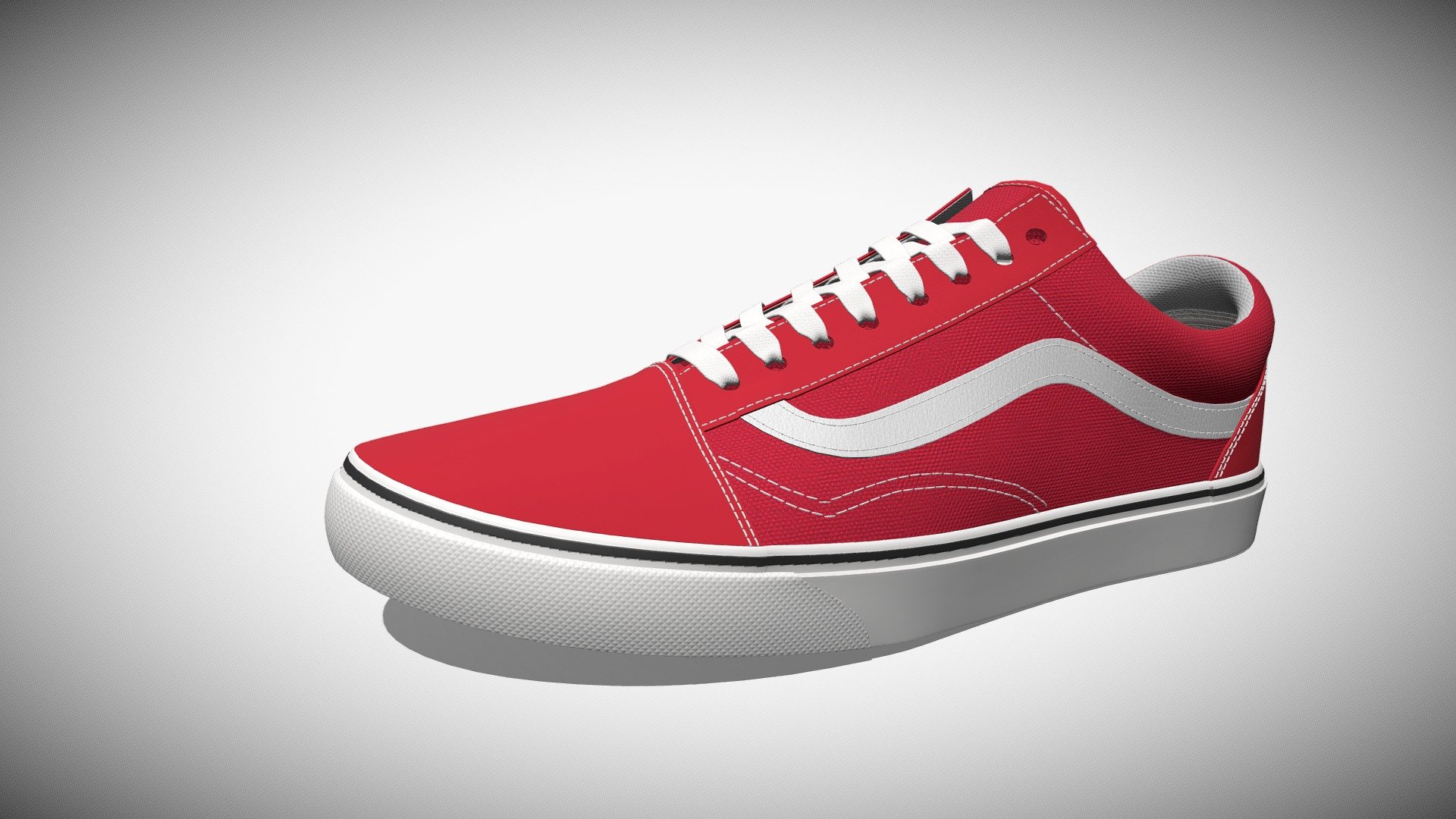 Detailed 3D model of a pair of red and white vans old skool sneakers, modeled in Cinema 4D. The model was created using approximate real world dimensions.

The model has 292,762 polys and 307,808 vertices.

An additional file has been provided containing the original Cinema 4D project file with both standard and v-ray materials, textures and other 3d format such as 3ds, fbx and obj. These files contain both the left and right pair of the shoes 3d model