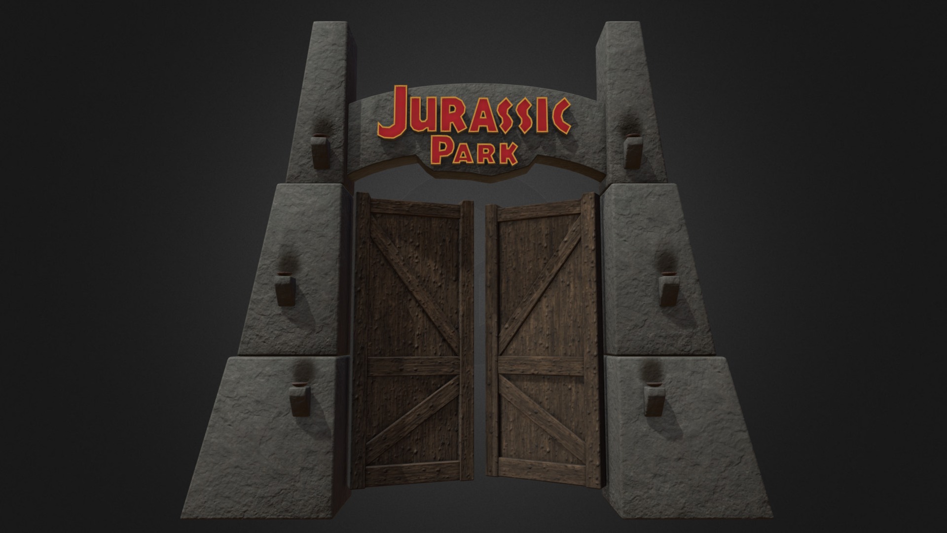 The gate from Jurassic Park 3d model