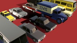 Soviet Low-poly Vehicle Pack truck, soviet, vintage, retro, bus, gaz, ikarus, volga, latvian, low-poly, vehicle, lowpoly, car
