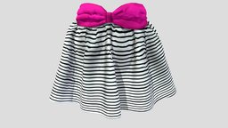 Female Bow Waistline Mini Skirt mini, cute, fashion, bow, girls, clothes, skirt, sweet, belt, womens, wear, pbr, low, poly, female, waistline