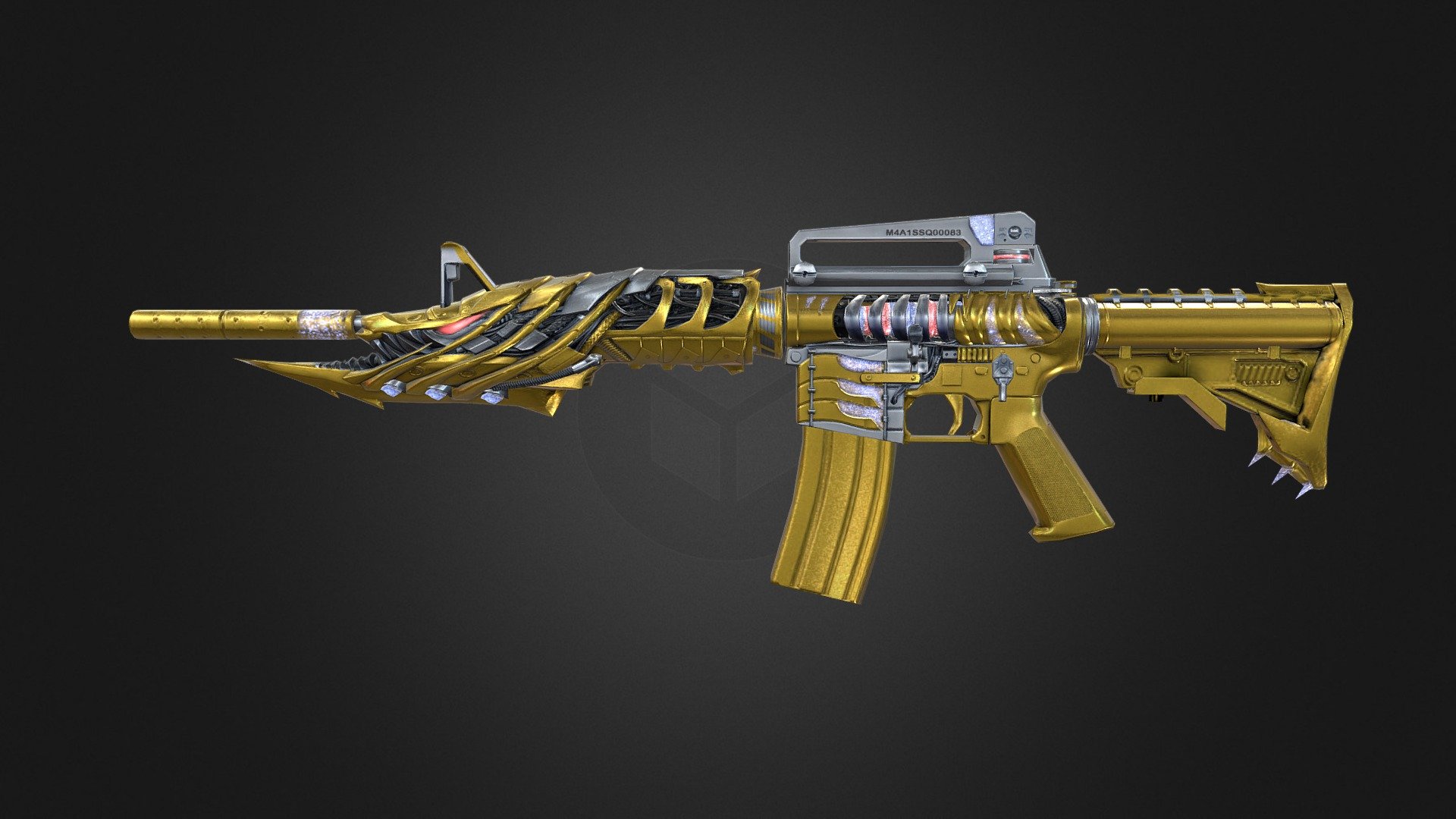 CrossFire's M4A1 S Born Beast Imperial Gold - 3D model by AlxDemento 3d model