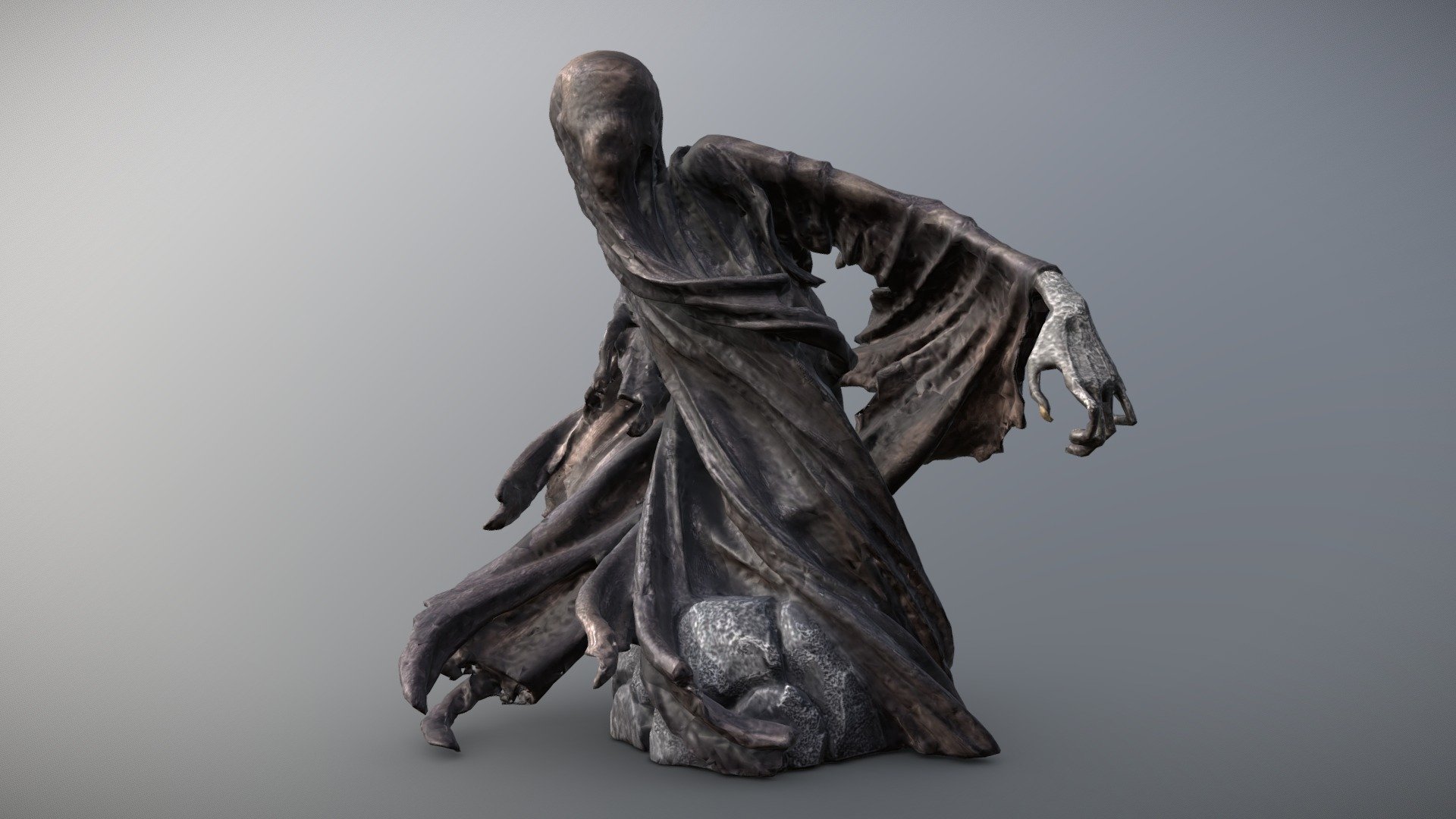 Photogrammetry scanned figurine of a Dementor from Harry Potter. Credits for the physical figurine goes to Gentle Giant Studios 3d model