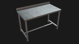 Stainless steel table furniture, table, metal, stainless, iron, game-ready, workbench, ue4, unrealengine4, welded, unity, pbr, industrial, gameready, steel, tableweld