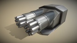 Futuristic Gatling Gun Module minigun, heavy, module, gatling, weaponry, game-ready, machine-gun, 3dhaupt, low-poly, weapons, blender3d, sci-fi, futuristic, gun