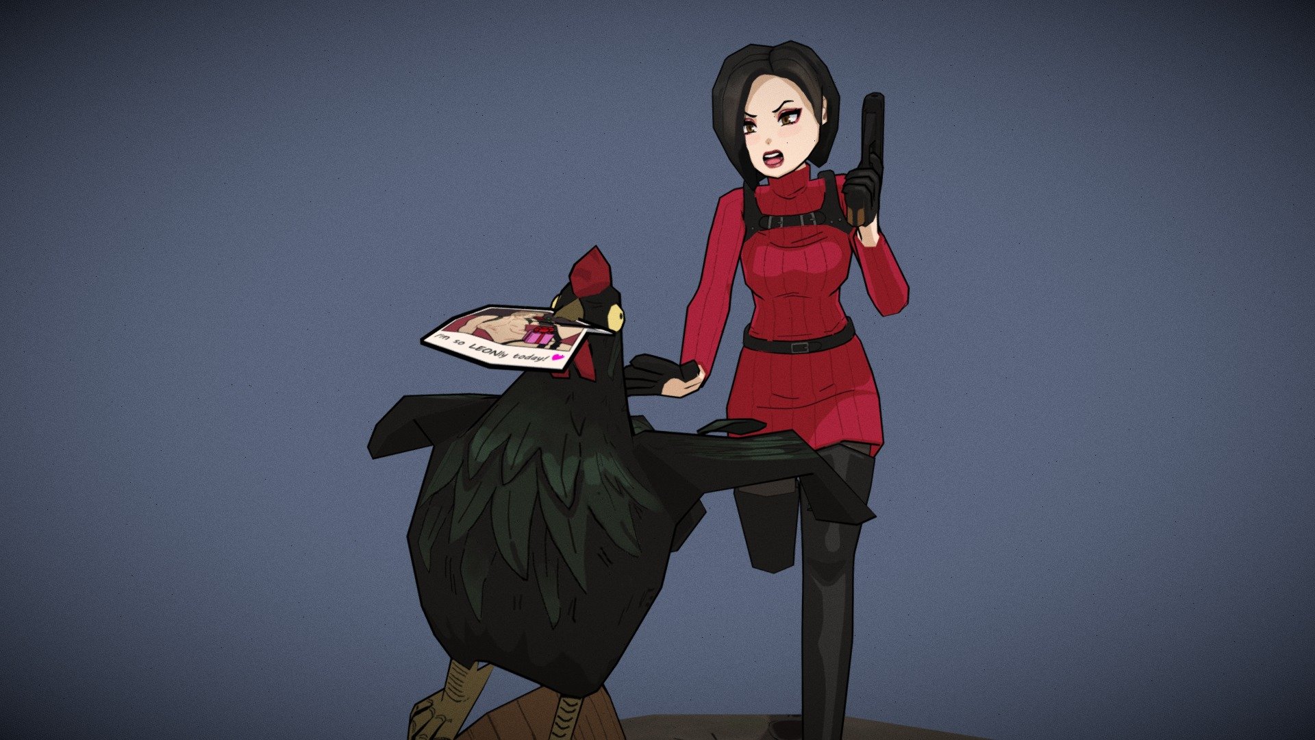 My good friend advised me to do a scene with Ada and the big black rooster. She said it would be popular. Well, I did it ¯_(ツ)_/¯ - Ada Wong and black cock - 3D model by NativeLuckStudio 3d model