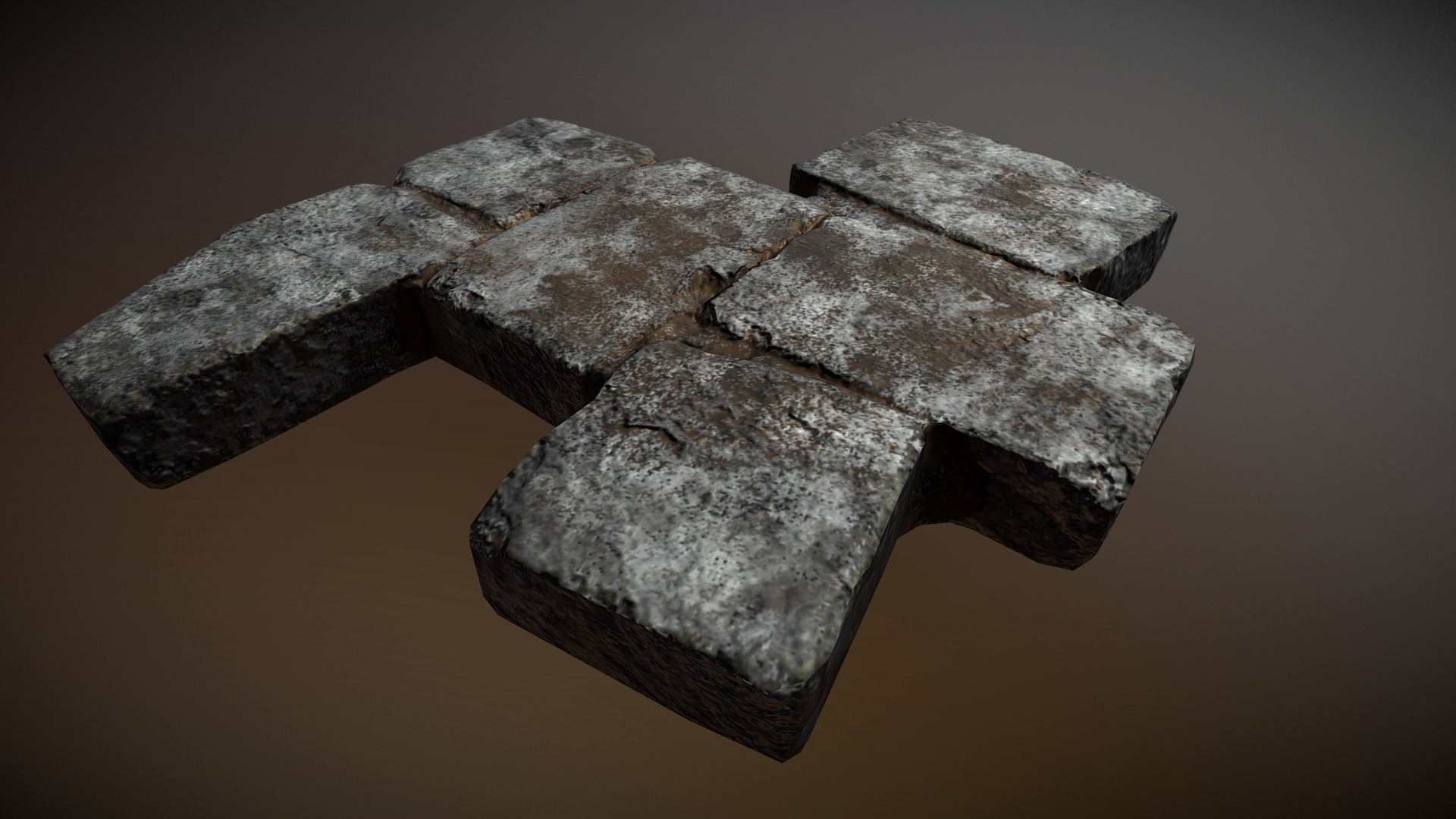 Low Poly Rustic Paver  in Gray Stone texturing. Textured in Substance Painter, 1024 x 1024 - Rustic Pavers Set02 Low Poly | Gray Stone - 3D model by deepfielddev 3d model