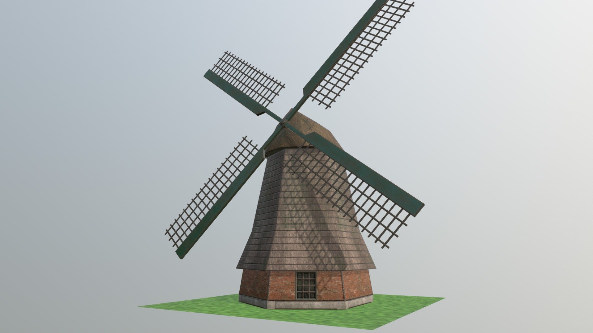 Optimized windmill with quick PBR texture; addition of a simple rig on the sails 3d model
