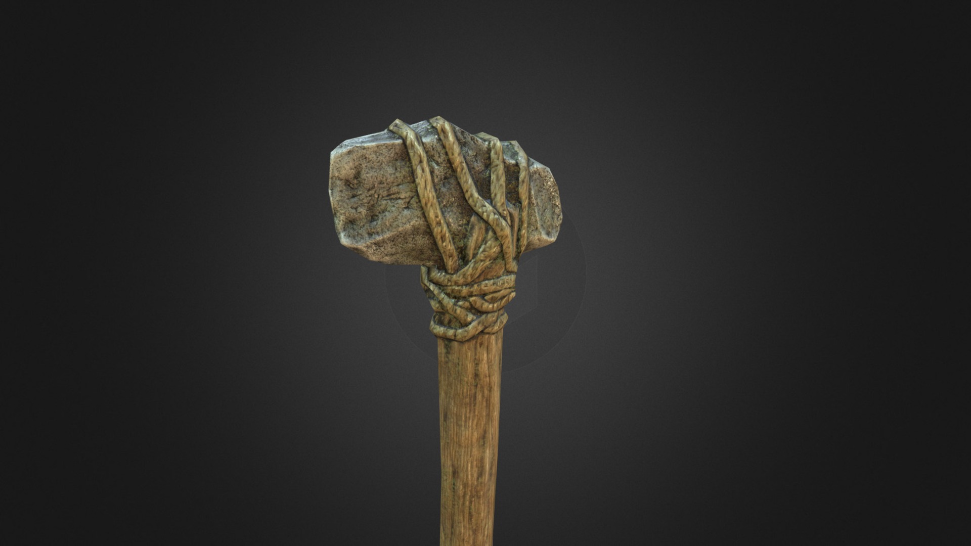 A Simple Rock that is roughly attached to the head of a stick to form an tool and weapon.  - Stone Axe - 3D model by pat.r.sharkey 3d model