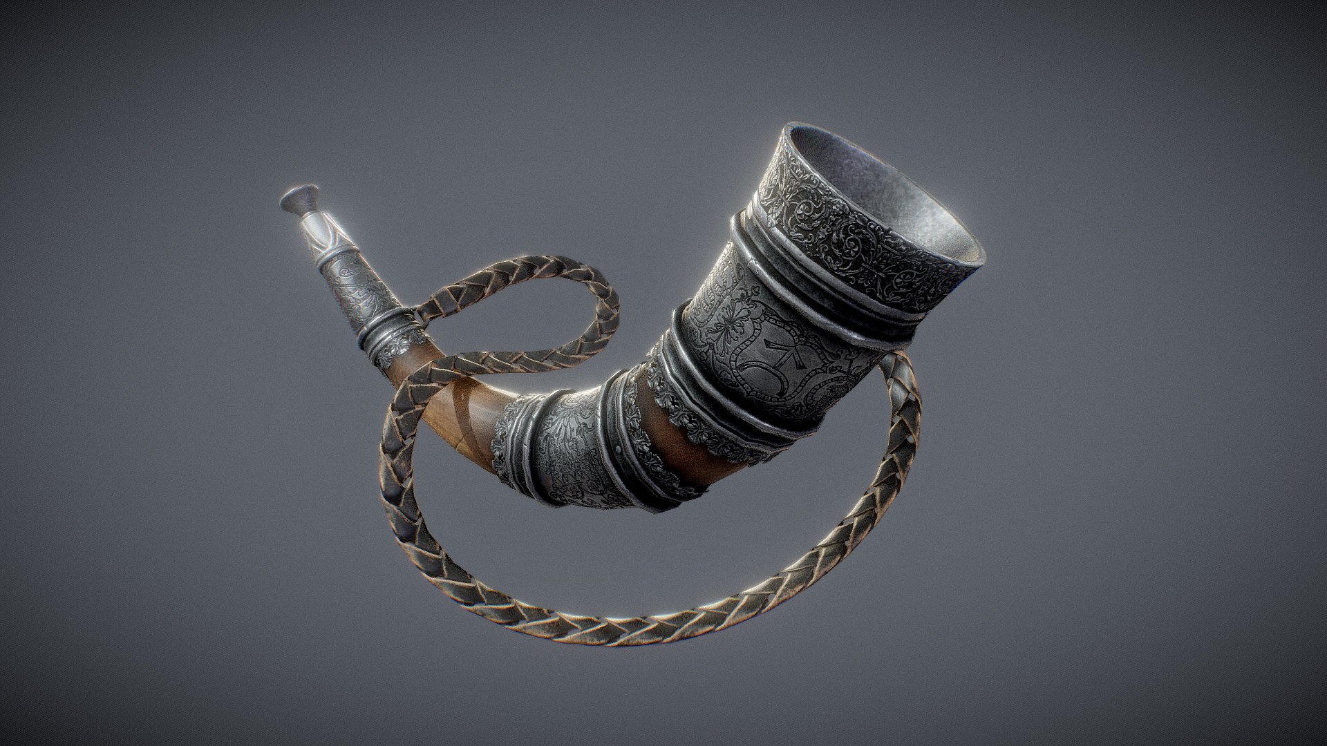 Medieval warhorn model. Based on the real warhorn from the 16th century. 2984 triangles, one 2K texture set 3d model