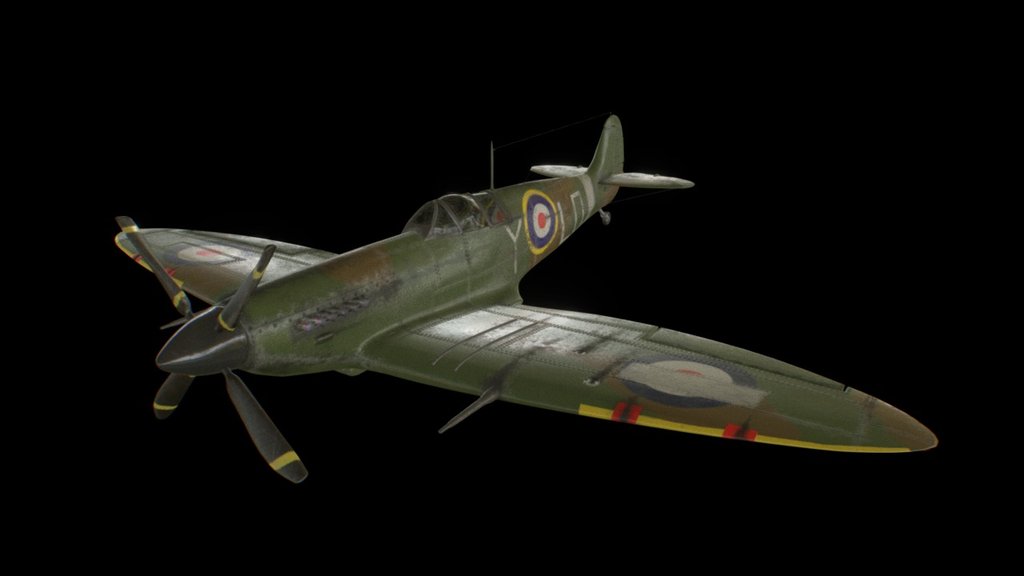 A mark 1 spitfire from YOLO squadron - modelled in maya, textured in substance painter - Spitfire MK-I - 3D model by smokingbill 3d model