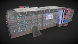 Parking tower, modern, parking, low-poly-model, building-modern, low-poly, asset, game, lowpoly, mobile, city, structure, building