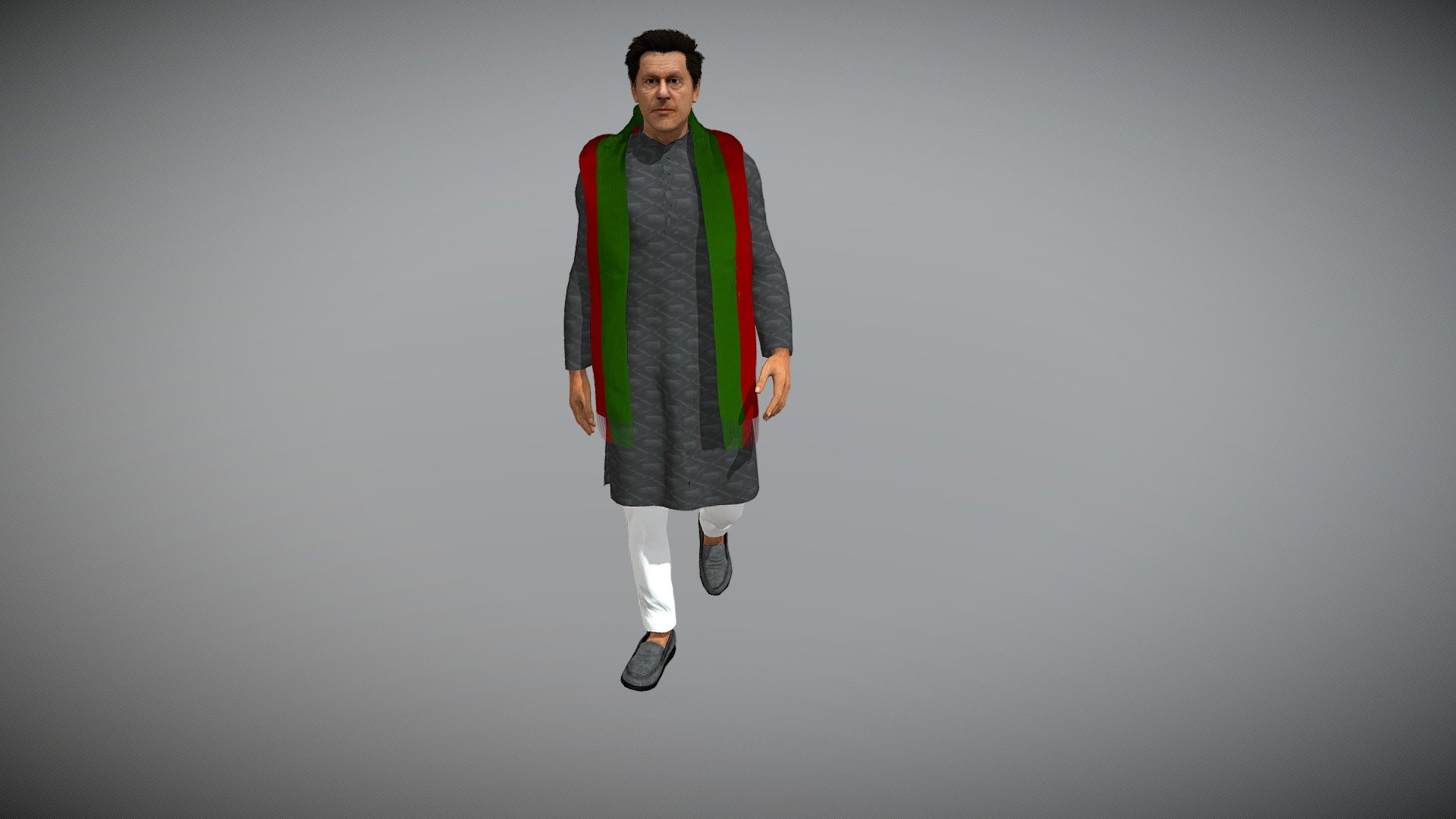 WATCH  = https://youtu.be/TS44GNacd0U
Imran Khan Realistic Character


PACKAGE INCLUDE



High quality polygonal model, correctly scaled for an accurate representation of the original object.

High Detailed Photorealistic IMRAN KHAN.

Model is built to real-world scale.

Many different format like blender, fbx, obj, iclone, dae

Separate Loopable Animations

Ready for animation &amp; 3D Printing

High Quality materials and textures

Triangles = 42136

Vertices = 34048

Edges = 65827

Faces = 38635


ANIMATIONS



Walk

Talk

Neck Twist


3D PRINTING (OBJ | STL)



STAND 1

STAND 2

STAND 3

STAND 4

STAND 5

WALK

SPORT STANCE

FIGHT POSE

SIT

SIT ON CHAIR


NOTE



GIVE CREDIT BILAL CREATION PRODUCTION

SUBSCRIBE YOUTUBE CHANNEL = https://www.youtube.com/BilalCreation/playlists

FOLLOW OUR STORE = https://sketchfab.com/bilalcreation/models

LIKE AND GIVE FEEDBACK ON THE MODEL


CONTACT US                 =  https://sites.google.com/view/bilalcreation/contact-us - Imran Khan with Animation - Buy Royalty Free 3D model by Bilal Creation Production (@bilalcreation) 3d model
