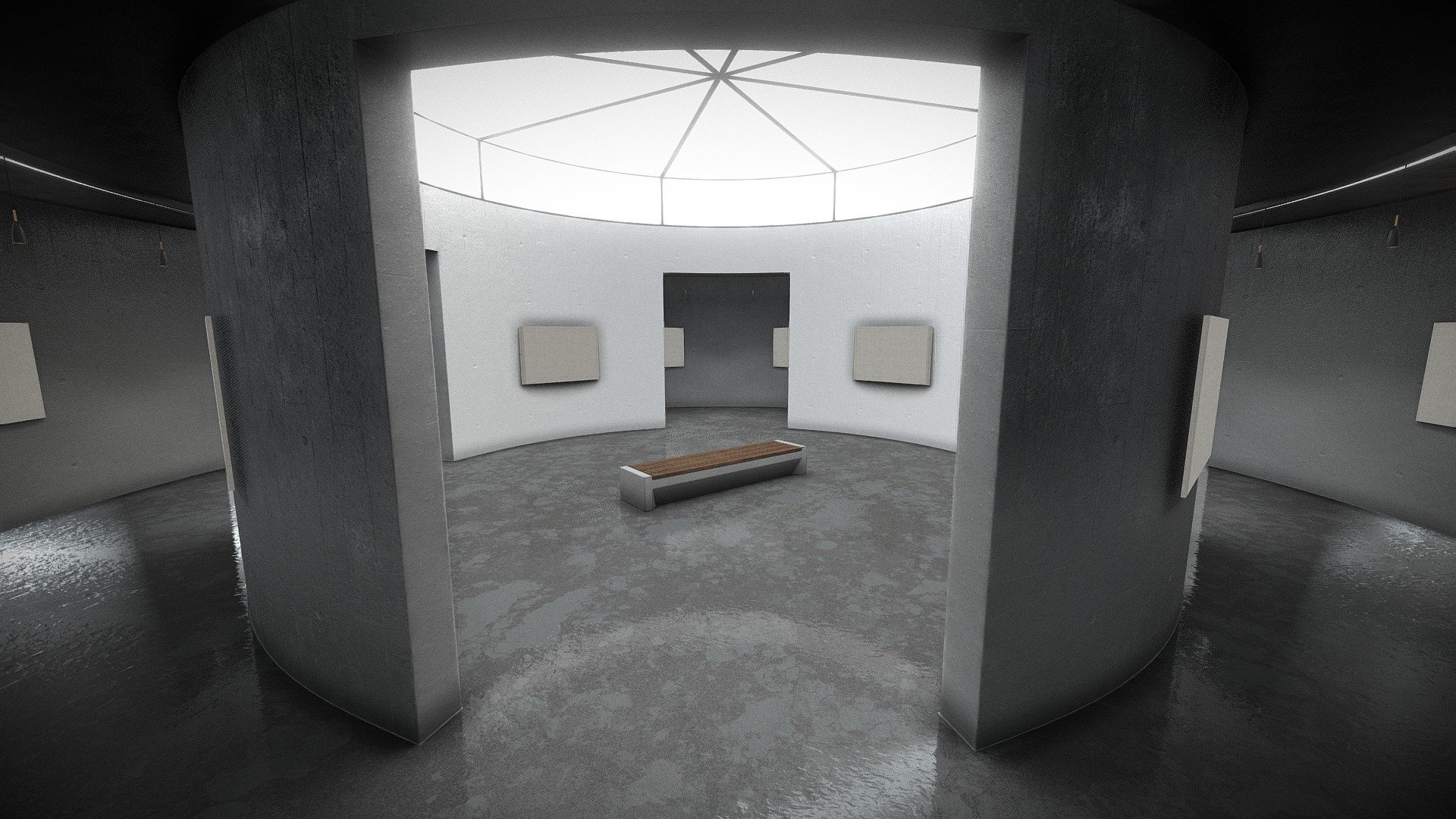Art Gallery modeled, textured and light-baked in Blender. I also add base color texture without lightmaps in case someone need a different light setup 3d model