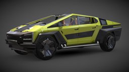 Cybertruck edgerunner edition truck, future, cyber, cyberpunk, tesla, car, light, distopian