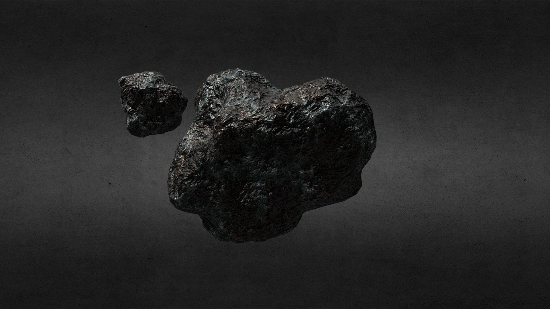 Two asteroids that use the same texture material and are low-poly enough to be used in a game engine or for rendering a nice sci-fi poster (especially if you want to make a whole asteroid field with them)! - Basalt Asteroids [Type-1] - Buy Royalty Free 3D model by EiGoS 3d model