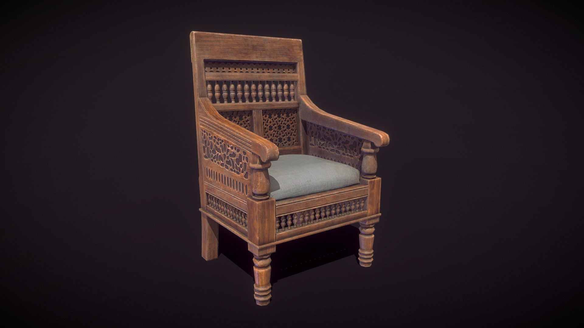 Wooden Chair asset for games, I used Maya for modeling high poly, low ploy, uvs and used ZBrush for sculpting, Marmoset Toolbag 4 for baking and render, Substance Painter for Textures.
Poly count is 8402 tris and textures are in 4kx4k.
Project Link: https://www.artstation.com/artwork/NGKXQ1
The model is based on this reference I found online and some similar chairs online. Reference link:
https://www.amazon.in/Shilpi-Sheesham-Antique-Seating-Handmade/dp/B077N4SYY1
I started this model in an online session for an online global game jam event to show 3D basics for games, but I continued it later. I hope you like :) - Wooden Chair - Buy Royalty Free 3D model by tareklatif 3d model