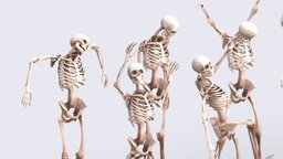 Low Poly 40 Posed Skeletons skeleton, femur, fallen, scary, ribs, hit, hanged, blender, lowpoly, low, poly, skull, spooky, funny, horror, bones