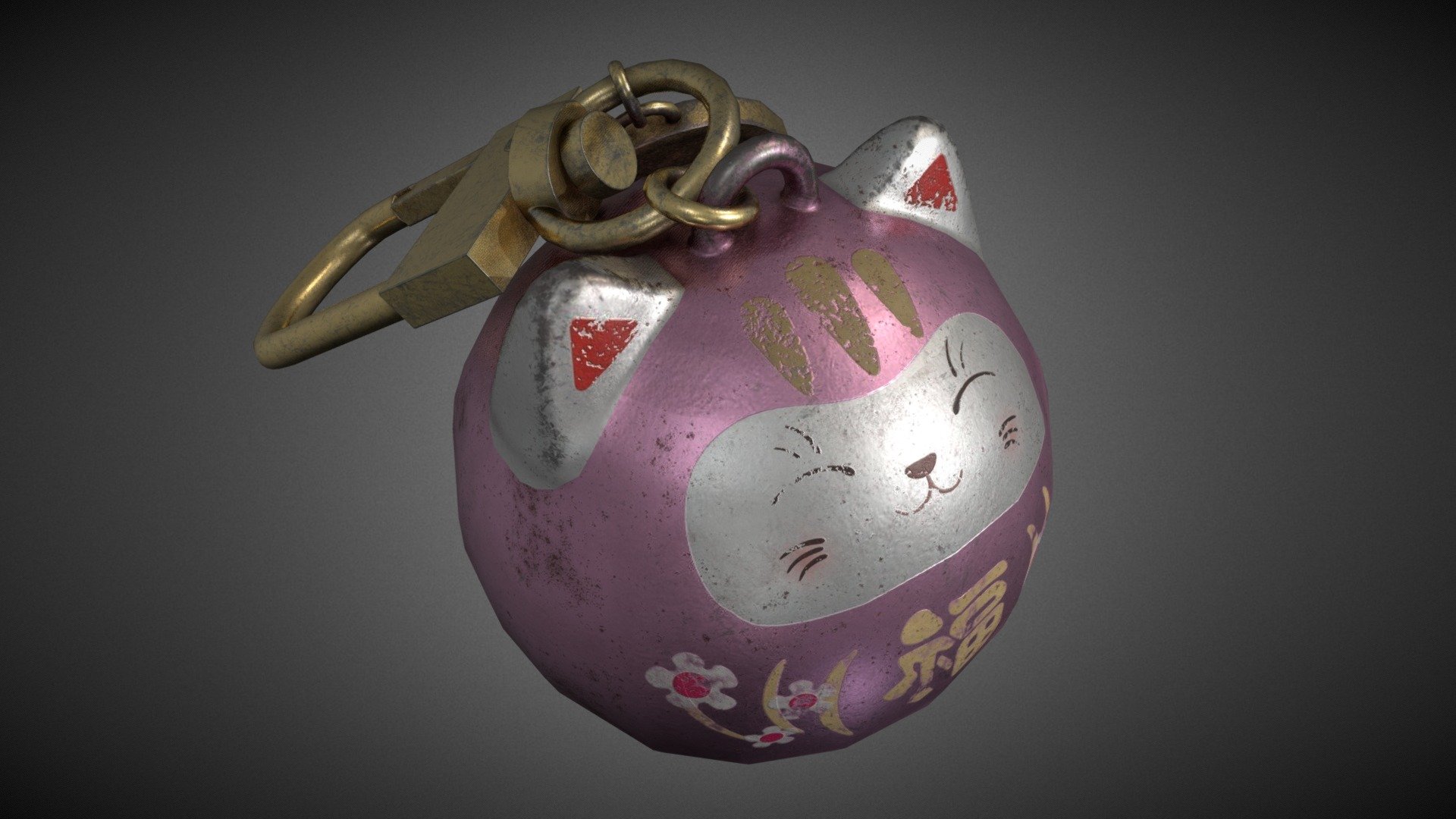 Key chain of a Maneki Neko, created in Maya and textured with Substance Painter 3d model