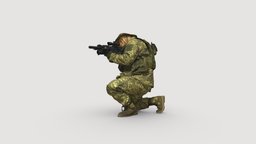 modern soldier aiming on knee honeybadger 001151 toy, security, miniature, powder, posed, figurine, color, officer, realistic, printable, soldiers, monochrome, strongman, 3dprint, military, cjp, serviceman