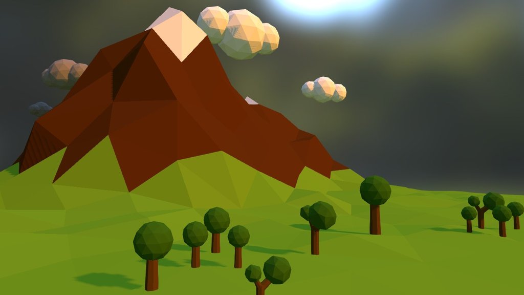 Low poly mountain scene. 
I made this off a very good tutorial which you can find here : http://cgi.tutsplus.com/tutorials/secrets-to-creating-low-poly-illustrations-in-blender&ndash;cg-31770 - Low Poly Mountain scene - Download Free 3D model by David Junghanns (@davidju) 3d model
