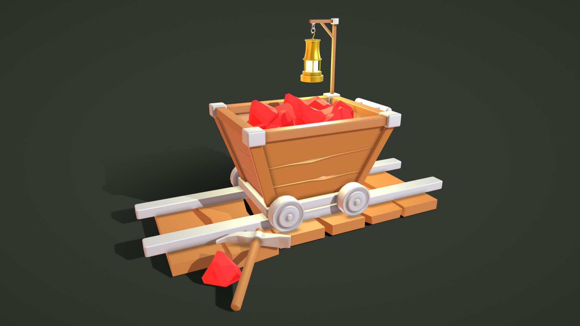 Minimalist stylized trolley made with the first theme of inktober. 

Contains : Trolley, tracks, lantern, pickaxe and crystals.

Can be use for video games engines (Unity or Unreal Engine). 

Made with Maya. No textures, only flat materials 3d model