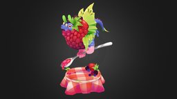 Berry Dragon fruit, cute, lizard, raspberry, berry, jam, strawberry, blueberry, creature, stylized, dragon, concept, noai