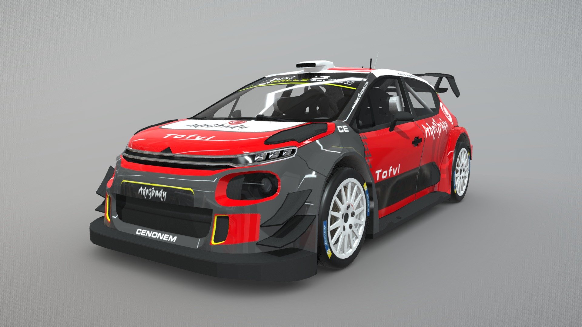Get it in the Unity Asset Store!
A realistic rally car optimized for a mobile racing game with detailed interiors and single door, paradish, trunk objects to make them open/close or brake..

-You can find an UV Image to make your own livery designs!:) - Rally Car Pro 3 - 3D model by Massola Racing (@massolaracing) 3d model