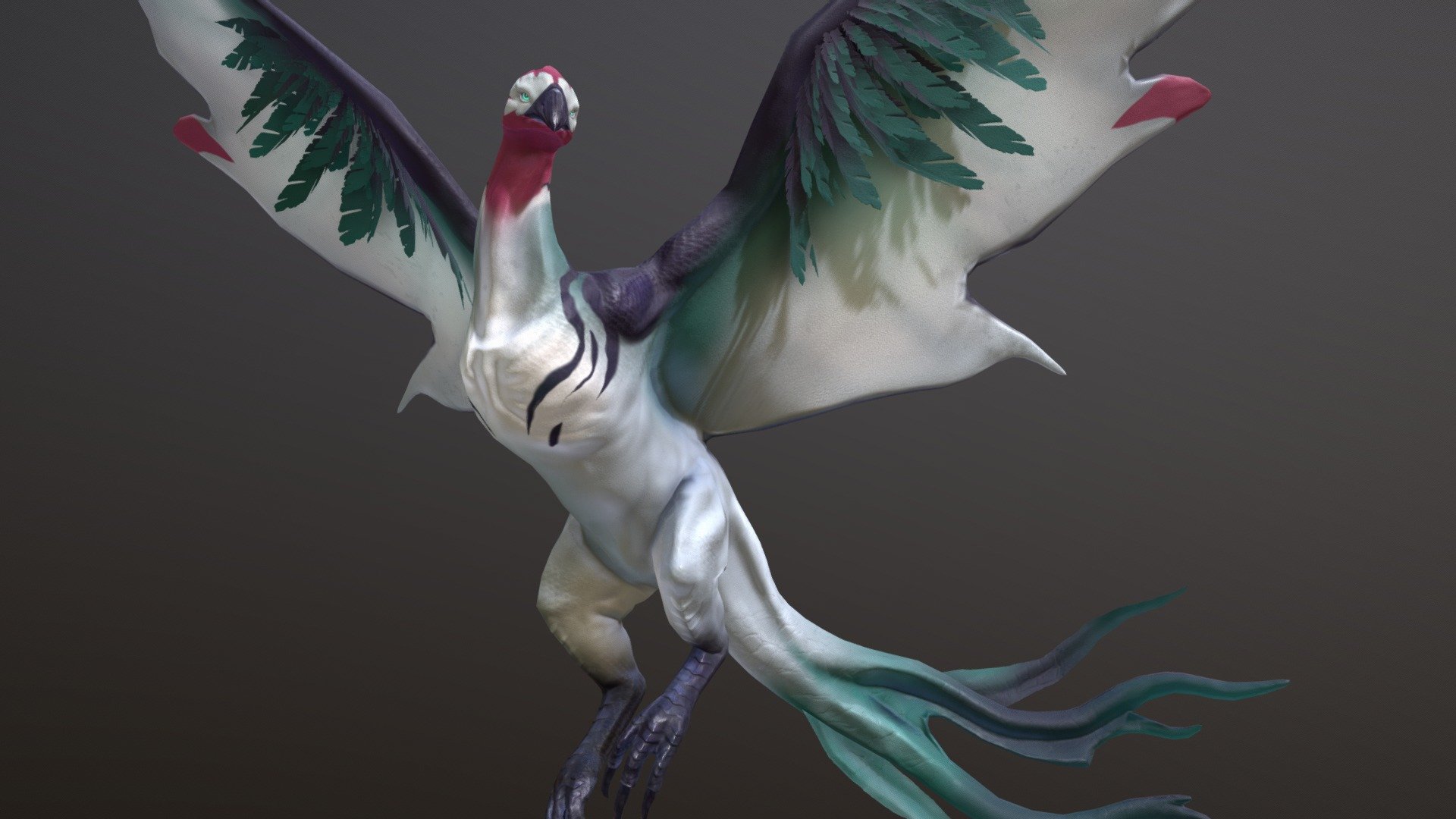 Organic creature for my school project, Folder assigment B. Is an alien bird from another planet. Its name is Garufalc :) - Alien Creature - 3D model by zafrean 3d model