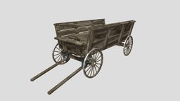 Low Poly: Wooden Cart transport, wagon, cart, woodencart, wooden-cart, low-poly, lowpoly